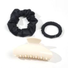 Load image into Gallery viewer, Cloud White Hair Claw Clip for Women, Premium PC Material for Long-Term Use, 4.1 Inch Big Strong Hold No Slip Hair Clips for Thick or Thin Hair, Includes 2 Black Satin Scrunchies