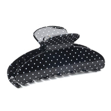 Load image into Gallery viewer, Acetate Hair Claw Clip for Women, 3.8-Inch Black Polka Dot Big Hair Clips Strong Hold No Slip Claw Clips for Thick or Thin Hair, Includes 2 Black Satin Scrunchies