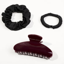 将图片加载到图库查看器,Luxury Hair Claw Clip for Women, Premium PC Material for Long-Term Use, 4.1 Inch Big Strong Hold No Slip Hair Clips for Thick or Thin Hair, Includes 2 Black Satin Scrunchies