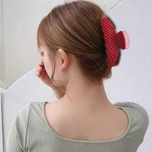 将图片加载到图库查看器,Acetate Hair Claw Clip for Women, 3.8-Inch Red Polka Dot Big Hair Clips Strong Hold No Slip Claw Clips for Thick or Thin Hair, Includes 2 Black Satin Scrunchies
