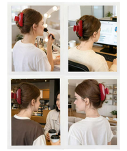 将图片加载到图库查看器,Cherry Red Hair Claw Clips for Women, Premium PC Material for Long-Term Use, 4.1 Inch Big Strong Hold No Slip Hair Clips for Thick or Thin Hair, Includes 2 Black Satin Scrunchies