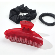 将图片加载到图库查看器,Cherry Red Hair Claw Clips for Women, Premium PC Material for Long-Term Use, 4.1 Inch Big Strong Hold No Slip Hair Clips for Thick or Thin Hair, Includes 2 Black Satin Scrunchies Visit the Ivyu Store