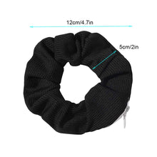 Load image into Gallery viewer, Pocket Scrunchies with Zipper Stash Scrunchy Hair Ties (Black Gray) - Ivyu Beauty