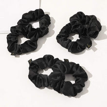 Load image into Gallery viewer, Scrunchies Black Satin Silk Hair Ties - Women Hair Bands Scrunchy For Thick Curl Hair No Crease Hair Accessories Soft Ropes Ponytail Holder No Hurt Your Hair - Ivyu Beauty