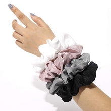 Load image into Gallery viewer, Silk Satin Scrunchies Women Hair Ties - Ivyu Big Scrunchy Ponytail Holder No Crease Hair Bands Soft Elastic No Hurt Your Hair for Vsco Girl Women White Black Gray Pink - Ivyu Beauty