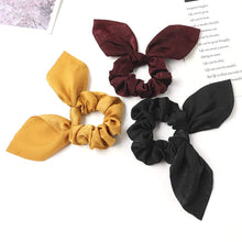 Load image into Gallery viewer, Ivyu Scrunchies Hair Ties Silk Satin Scrunchy - Cute Bow Bunny Ear Hair Elastic Ponytail Holder Bobbles Soft Elegant Elastic Hair Bands with Tail Ribbon - Ivyu Beauty