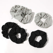 Load image into Gallery viewer, Pocket Scrunchies with Zipper Stash Scrunchy Hair Ties (Black Gray) - Ivyu Beauty