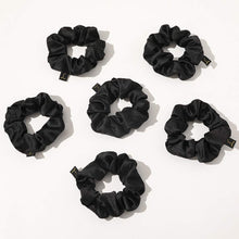 Load image into Gallery viewer, Scrunchies Black Satin Silk Hair Ties - Women Hair Bands Scrunchy For Thick Curl Hair No Crease Hair Accessories Soft Ropes Ponytail Holder No Hurt Your Hair - Ivyu Beauty