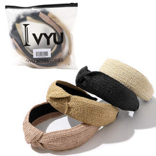 Load image into Gallery viewer, Ivyu Headbands Women Hair Head Bands - Ivyu Knotted Turban Cute 4 Headbands Straw Boho Twist Hair bands for Women’s hair Wide Thick Top Knot Hairbands For Girls Beauty Product Beech Accessories - Ivyu Beauty