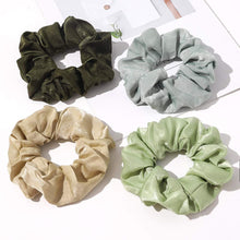 Load image into Gallery viewer, IVYU Silk Satin Scrunchies Women Hair Ties - 4 Big Scrunchy Ponytail Holder No Crease Hair Bands Soft Elastic No Hurt Your Hair for Vsco Girl Women Gray Dark Green Light Green Beige - Ivyu Beauty