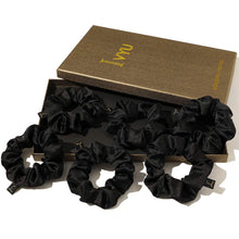 Load image into Gallery viewer, Scrunchies Black Satin Silk Hair Ties - Women Hair Bands Scrunchy For Thick Curl Hair No Crease Hair Accessories Soft Ropes Ponytail Holder No Hurt Your Hair - Ivyu Beauty