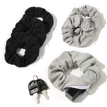 Load image into Gallery viewer, Pocket Scrunchies with Zipper Stash Scrunchy Hair Ties (Black Gray) - Ivyu Beauty