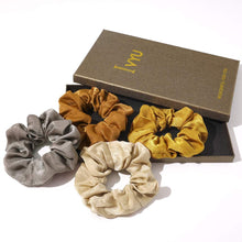 将图片加载到图库查看器,Ivyu Big Scrunchy Ponytail Holder Beige Gray Dard Yellow Light Yellow - Ivyu Beauty