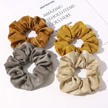 Load image into Gallery viewer, Silk Satin Scrunchies Women Hair Ties - Ivyu Big Scrunchy Ponytail Holder No Crease Hair Bands Soft Elastic No Hurt Your Hair for Vsco Girl Women Beige Gray Dard Yellow Light Yellow - Ivyu Beauty
