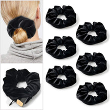 Load image into Gallery viewer, Velvet Scrunchies With Pocket Zipper Hair Ties for Women Big Vsco Girl Stuff Scrunchy Hidden Hair Black Scrunchie Ponytail Holder Elastic Bands Gifts for Women - Ivyu Beauty