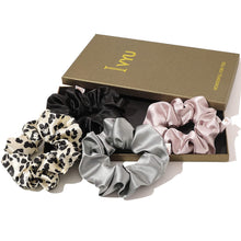 Load image into Gallery viewer, Silk Scrunchies Hair Ties Scrunchie for Girls Women Satin Big Large Cheetah Scrunchy Cute Hairties For Thick Curl Hair No Crease Hair Accessories Soft Ropes Ponytail Holder No Hurt Your Hair Leopard Black Pink Gray - Ivyu Beauty