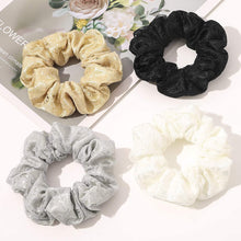Load image into Gallery viewer, Scrunchies Hair Ties for Women Girls Cute Lace Scrunchy Hairties for Thick Curl Hair No Crease Hair Accessories Soft Ropes Ponytail Holder No Hurt Your Hair (Black White Yellow Gray) - Ivyu Beauty