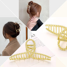 Load image into Gallery viewer, Hair Claw Clips for Women - Big Large Gold Metal Claw Hair Clips Accessories for Girls French Design Fashion Strong Hold Jumbo Jaw Banana Clamps for Thick Long Curly Half Bun Hair Adult Lady (4, Matel Gold) - Ivyu Beauty