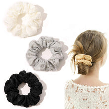Load image into Gallery viewer, Scrunchies Hair Ties for Women Girls Cute Lace Scrunchy Hairties for Thick Curl Hair No Crease Hair Accessories Soft Ropes Ponytail Holder No Hurt Your Hair (Black White Yellow Gray) - Ivyu Beauty
