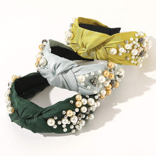 Load image into Gallery viewer, Ivyu Headbands for Women Head Bands - 3 Knotted Pearl Headband Diademas Para Mujer De Moda Hair Accessories Hairbands for Girls No Slip Fashion Cute Top Knot Headband Gift for Women Green Yellow Blue - Ivyu Beauty