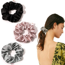 Load image into Gallery viewer, Silk Scrunchies Hair Ties Scrunchie for Girls Women Satin Big Large Cheetah Scrunchy Cute Hairties For Thick Curl Hair No Crease Hair Accessories Soft Ropes Ponytail Holder No Hurt Your Hair Leopard Black Pink Gray - Ivyu Beauty