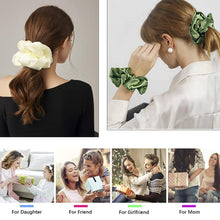 Load image into Gallery viewer, Scrunchies Hair Ties for Women - Big Silk Satin Scrunchie Exra Large Jumbo Gaint Oversized Cute Chiffon Scrunchy for Curl Thick Hair Green Ligas Para el Cabello De Mujer Decorations Gift for Girls - Ivyu Beauty