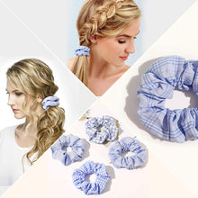 Load image into Gallery viewer, Ivyu Scrunchies Hair Ties Chiffon Scrunchy (Blue Plaid) - Ivyu Beauty