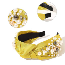 Load image into Gallery viewer, Ivyu Headbands for Women Head Bands - 3 Knotted Pearl Headband Diademas Para Mujer De Moda Hair Accessories Hairbands for Girls No Slip Fashion Cute Top Knot Headband Gift for Women Green Yellow Blue - Ivyu Beauty
