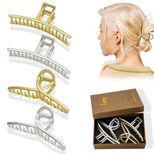 Load image into Gallery viewer, Hair Claw Clips for Women - Big Large Gold Metal Claw Hair Clips Accessories for Girls French Design Fashion Strong Hold Jumbo Jaw Banana Clamps for Thick Long Curly Half Bun Hair Adult Lady (4, Matel Gold) - Ivyu Beauty