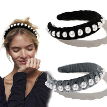 Load image into Gallery viewer, Ivyu Headbands for Women Head Bands - Diademas Para Mujer De Moda Velvet Pearl Headband Black Gray - Ivyu Beauty