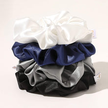 Load image into Gallery viewer, Scrunchies Hair Ties Silk Scrunchy for Girls Women Cute Hairties Scrunchy For Thick Curl Hair No Crease Hair Accessories Soft Ropes Ponytail Holder No Hurt Your Hair (White Black Navy Gray) - Ivyu Beauty