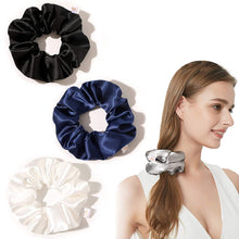 Load image into Gallery viewer, Scrunchies Hair Ties Silk Scrunchy for Girls Women Cute Hairties Scrunchy For Thick Curl Hair No Crease Hair Accessories Soft Ropes Ponytail Holder No Hurt Your Hair (White Black Navy Gray) - Ivyu Beauty
