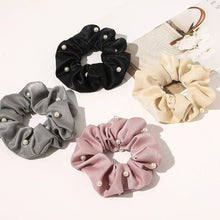 Load image into Gallery viewer, Ivyu Satin Scrunchy with Pearl (Black Pink cream Gray) - Ivyu Beauty