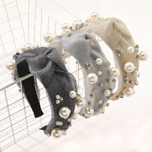 Load image into Gallery viewer, Headbands for Women Head Bands - Pearl Beaded Headband Diademas Para Mujer De Moda Hair Accessories Knotted Hairbands for Girls No Slip Fashion Cute Top Knot Headband Gift for Women Black Gray Beige - Ivyu Beauty