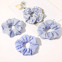 Load image into Gallery viewer, Ivyu Scrunchies Hair Ties Chiffon Scrunchy (Blue Plaid) - Ivyu Beauty