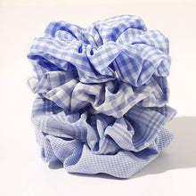 Load image into Gallery viewer, Ivyu Scrunchies Hair Ties Chiffon Scrunchy (Blue Plaid) - Ivyu Beauty