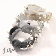 Load image into Gallery viewer, Headbands for Women Head Bands - Pearl Beaded Headband Diademas Para Mujer De Moda Hair Accessories Knotted Hairbands for Girls No Slip Fashion Cute Top Knot Headband Gift for Women Black Gray Beige - Ivyu Beauty