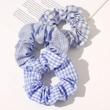 Load image into Gallery viewer, Ivyu Scrunchies Hair Ties Chiffon Scrunchy (Blue Plaid) - Ivyu Beauty