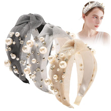 Load image into Gallery viewer, Headbands for Women Head Bands - Pearl Beaded Headband Diademas Para Mujer De Moda Hair Accessories Knotted Hairbands for Girls No Slip Fashion Cute Top Knot Headband Gift for Women Black Gray Beige - Ivyu Beauty