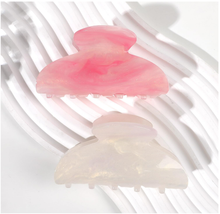 将图片加载到图库查看器，Medium Hair Claw Clips for Women, Strong Hold Non Slip Claw Clips, Jelly Marble Pink and Ivory Hair Clips for Thin Medium Thick Hair, French Jaw Clips Hair Accessories for Women Girls 2 Pack 3.3 Inch
