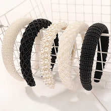 将图片加载到图库查看器，IVYU Pearl Headbands for Women Fashionable Handmade Wide Hair Hoops Beaded Bling HairBand Hair Accessories - Ivyu Beauty
