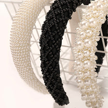 将图片加载到图库查看器，IVYU Pearl Headbands for Women Fashionable Handmade Wide Hair Hoops Beaded Bling HairBand Hair Accessories - Ivyu Beauty
