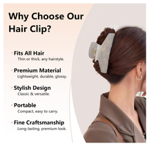 将图片加载到图库查看器，Luxury Hair Claw Clip for Women, Premium PVC Material for Long-Term Use, 4.1 Inch Big Strong Hold No Slip Hair Clips for Thick or Thin Hair, Includes 2 Black Satin Scrunchies
