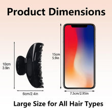 将图片加载到图库查看器，Black Hair Claw Clip for Women, Premium PC Material for Long-Term Use, 4.1 Inch Big Strong Hold No Slip Hair Clips for Thick or Thin Hair, Includes 2 Black Satin Scrunchies
