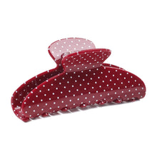 将图片加载到图库查看器，Acetate Hair Claw Clip for Women, 3.8-Inch Red Polka Dot Big Hair Clips Strong Hold No Slip Claw Clips for Thick or Thin Hair, Includes 2 Black Satin Scrunchies
