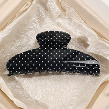 Load image into Gallery viewer, Acetate Hair Claw Clip for Women, 3.8-Inch Black Polka Dot Big Hair Clips Strong Hold No Slip Claw Clips for Thick or Thin Hair, Includes 2 Black Satin Scrunchies
