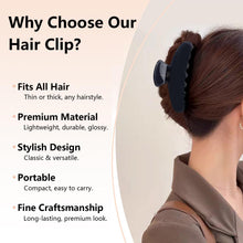 将图片加载到图库查看器，Luxury Hair Claw Clip for Women, Premium PC Material for Long-Term Use, 4.1 Inch Big Strong Hold No Slip Hair Clips for Thick or Thin Hair, Includes 2 Black Satin Scrunchies
