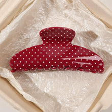 将图片加载到图库查看器，Acetate Hair Claw Clip for Women, 3.8-Inch Red Polka Dot Big Hair Clips Strong Hold No Slip Claw Clips for Thick or Thin Hair, Includes 2 Black Satin Scrunchies
