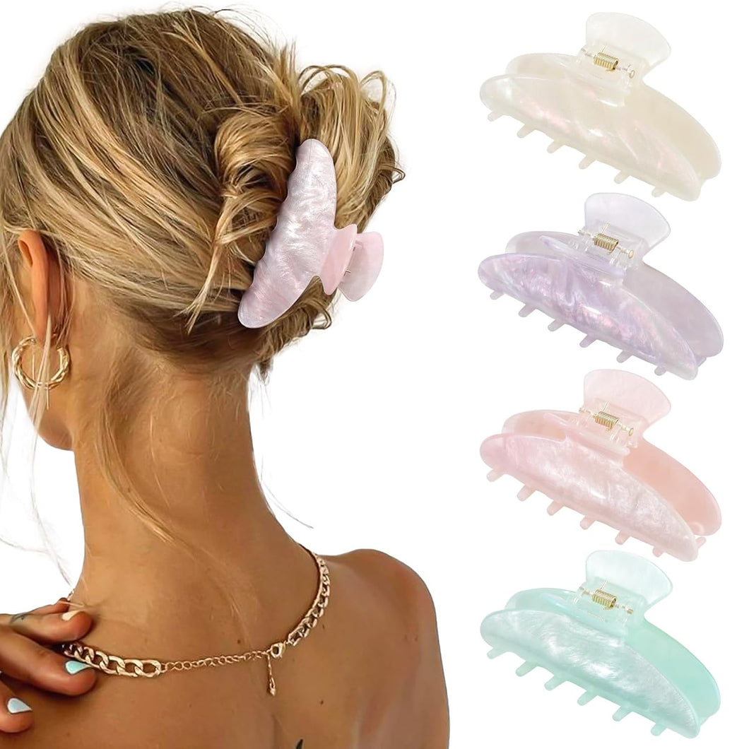 IVYU 4 Large Hair Claw Clips - Acrylic Big Hair Clips for Thick Hair Strong Hold Hair Jaw Clips Non-slip Banana Hair Barrettes Clips for Women Girls (Sparkle - Ivyu Beauty