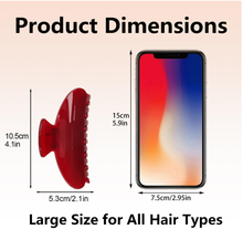 将图片加载到图库查看器，Cherry Red Hair Claw Clips for Women, Premium PC Material for Long-Term Use, 4.1 Inch Big Strong Hold No Slip Hair Clips for Thick or Thin Hair, Includes 2 Black Satin Scrunchies Visit the Ivyu Store
